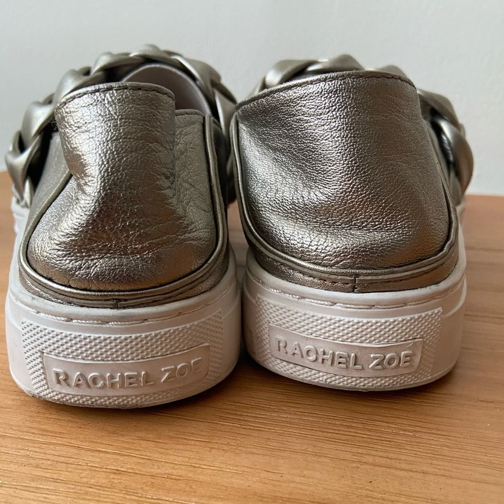 Rachel Zoe Burke Gold Metallic Braided Sneaker - Picture 8 of 11